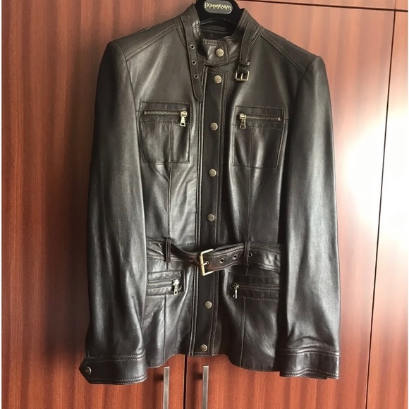 SOLD. NWT GUESS GENUINE LEATHER JACKET with BELT Size M - Picture 4 of 15